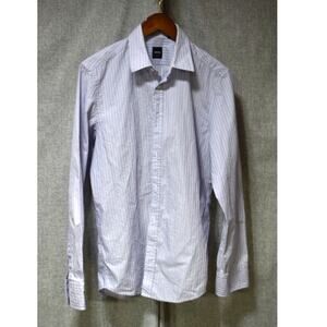 Hugo Boss Light Blue Pinstripe Cotton Button-Down Shirt M